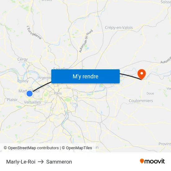 Marly-Le-Roi to Sammeron map
