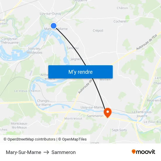 Mary-Sur-Marne to Sammeron map