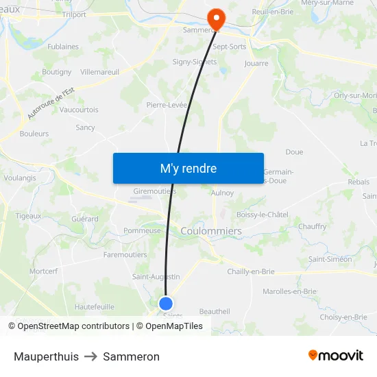 Mauperthuis to Sammeron map