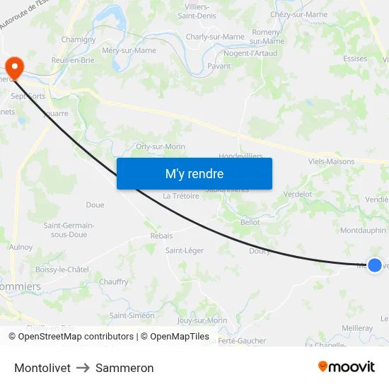 Montolivet to Sammeron map