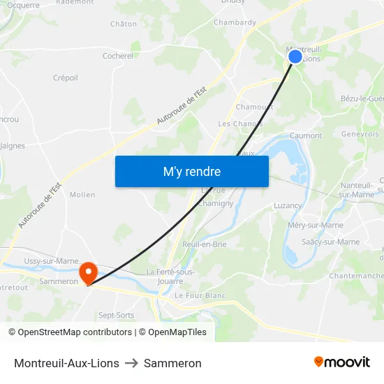 Montreuil-Aux-Lions to Sammeron map