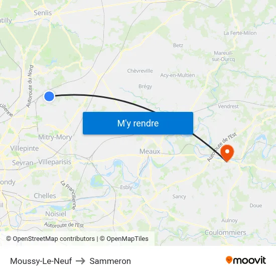 Moussy-Le-Neuf to Sammeron map