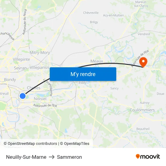 Neuilly-Sur-Marne to Sammeron map