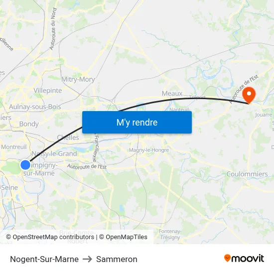 Nogent-Sur-Marne to Sammeron map