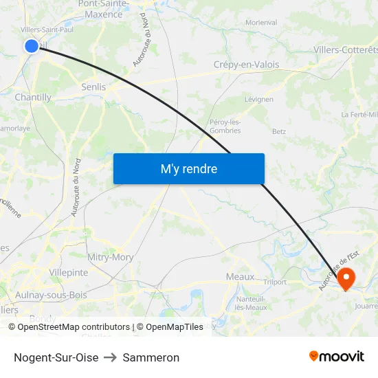 Nogent-Sur-Oise to Sammeron map