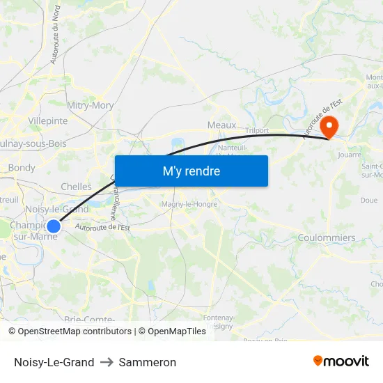 Noisy-Le-Grand to Sammeron map