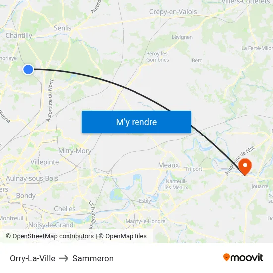 Orry-La-Ville to Sammeron map