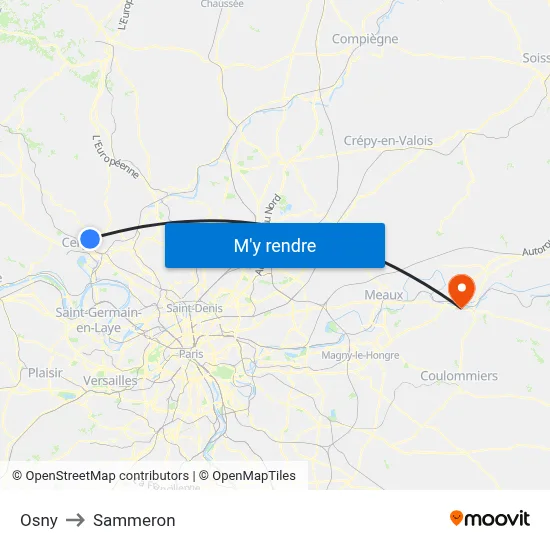 Osny to Sammeron map