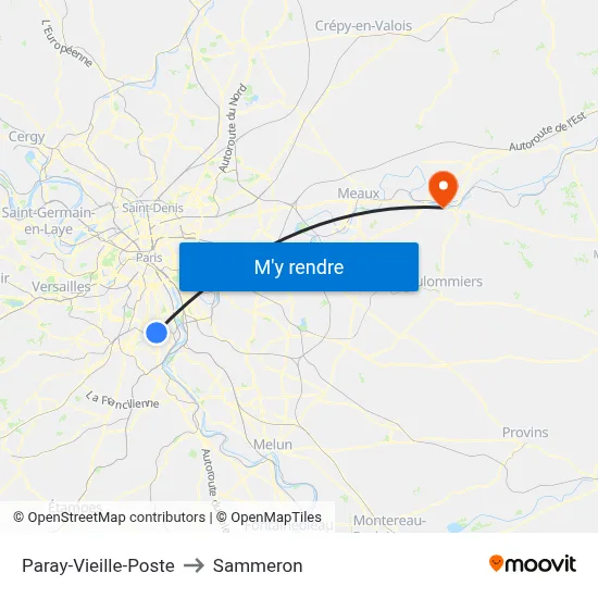 Paray-Vieille-Poste to Sammeron map