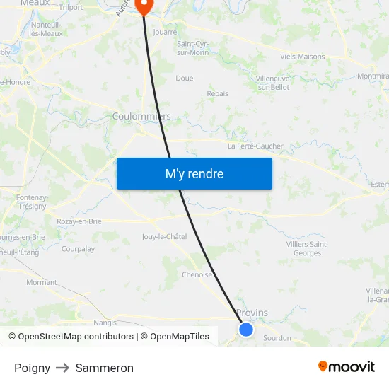 Poigny to Sammeron map