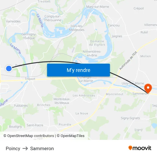 Poincy to Sammeron map