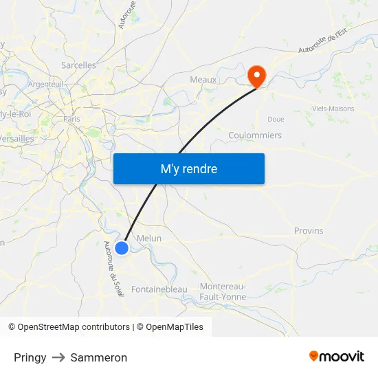 Pringy to Sammeron map