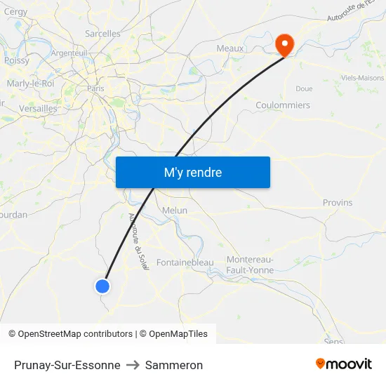 Prunay-Sur-Essonne to Sammeron map