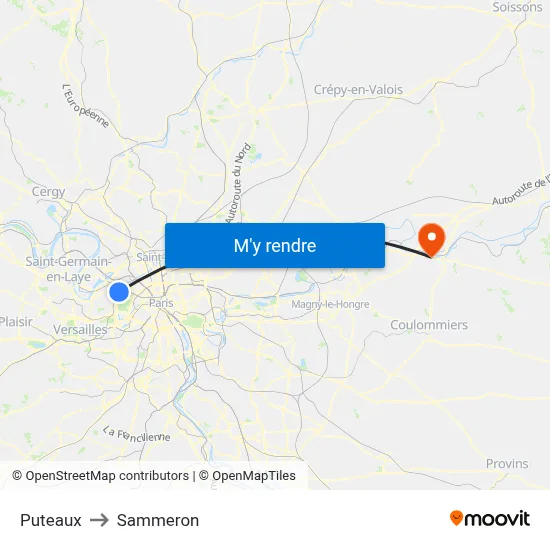 Puteaux to Sammeron map