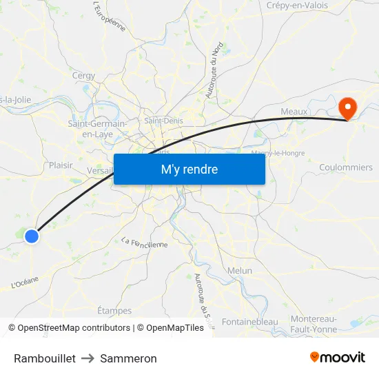 Rambouillet to Sammeron map