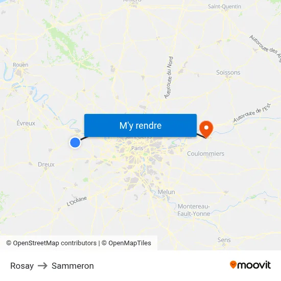 Rosay to Sammeron map
