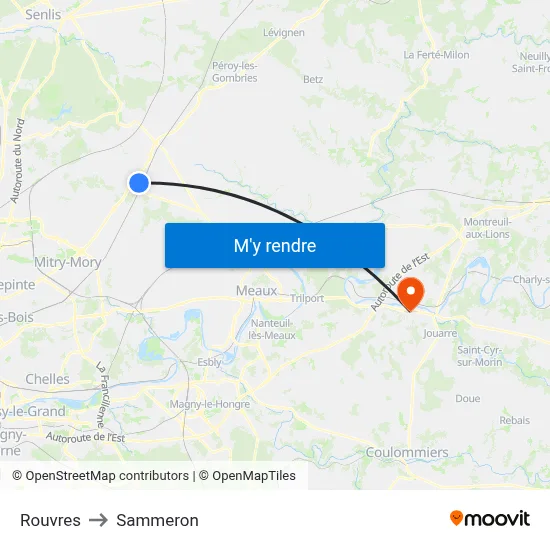 Rouvres to Sammeron map