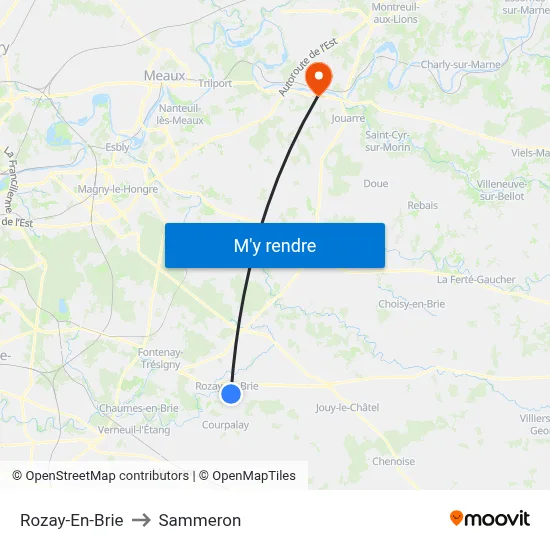 Rozay-En-Brie to Sammeron map