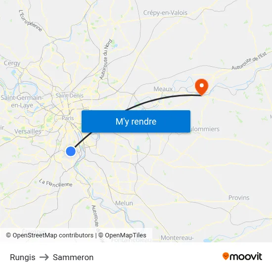 Rungis to Sammeron map
