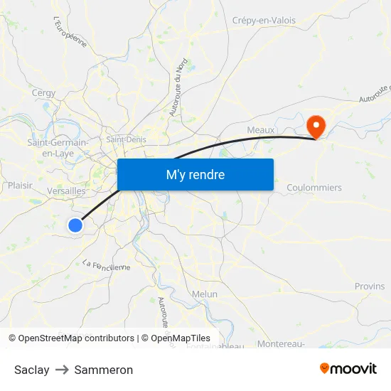 Saclay to Sammeron map