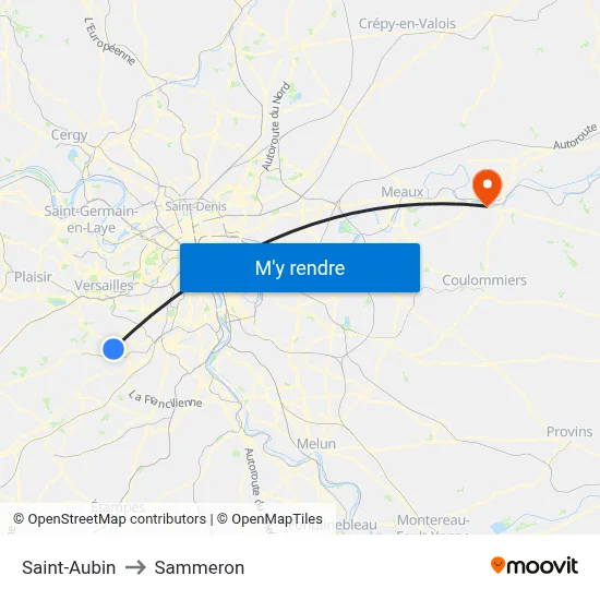 Saint-Aubin to Sammeron map