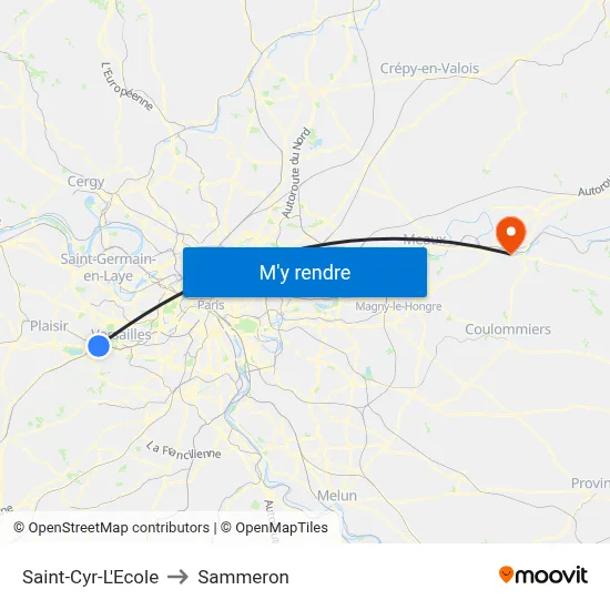 Saint-Cyr-L'Ecole to Sammeron map