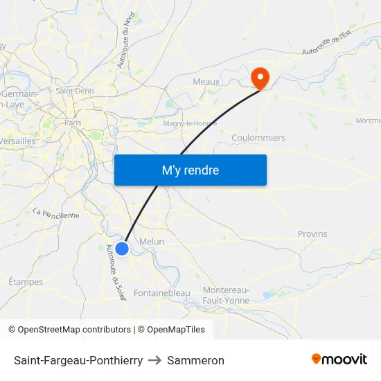 Saint-Fargeau-Ponthierry to Sammeron map