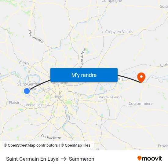 Saint-Germain-En-Laye to Sammeron map
