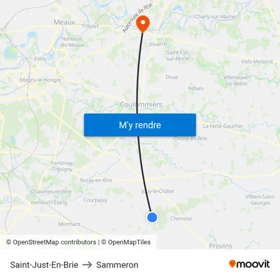 Saint-Just-En-Brie to Sammeron map