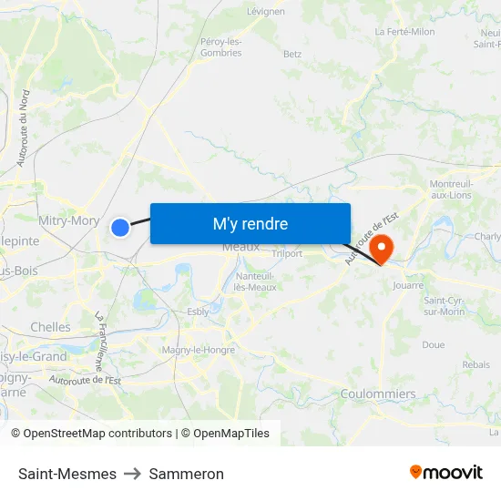 Saint-Mesmes to Sammeron map