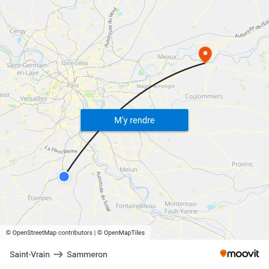 Saint-Vrain to Sammeron map