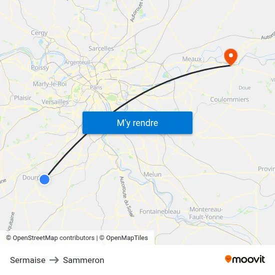 Sermaise to Sammeron map