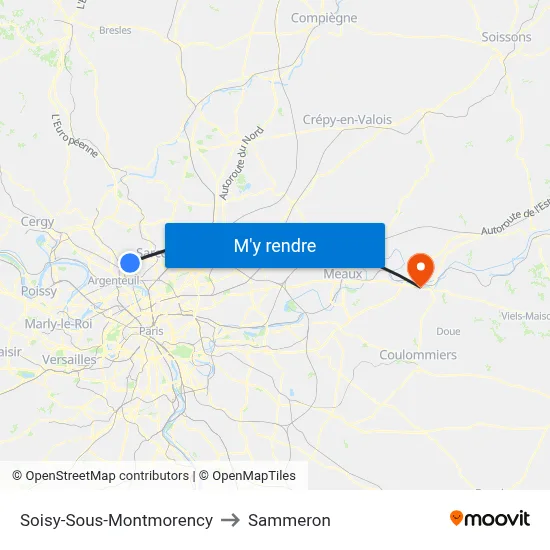 Soisy-Sous-Montmorency to Sammeron map