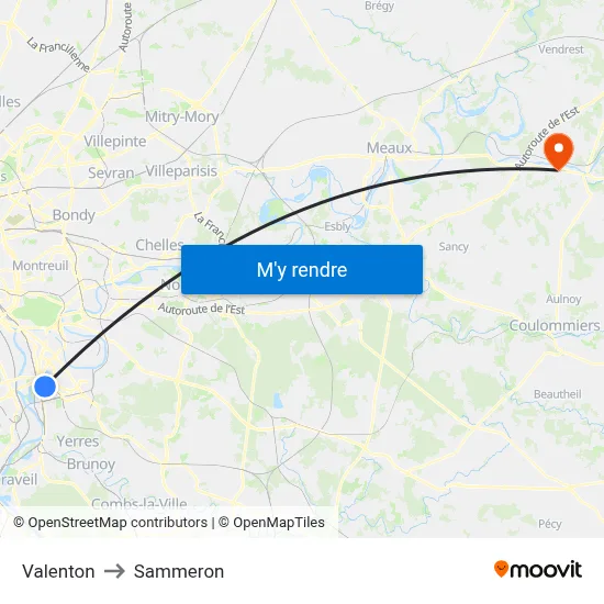 Valenton to Sammeron map