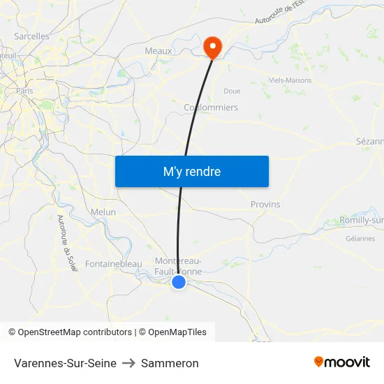 Varennes-Sur-Seine to Sammeron map