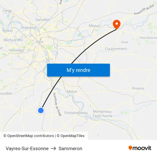 Vayres-Sur-Essonne to Sammeron map