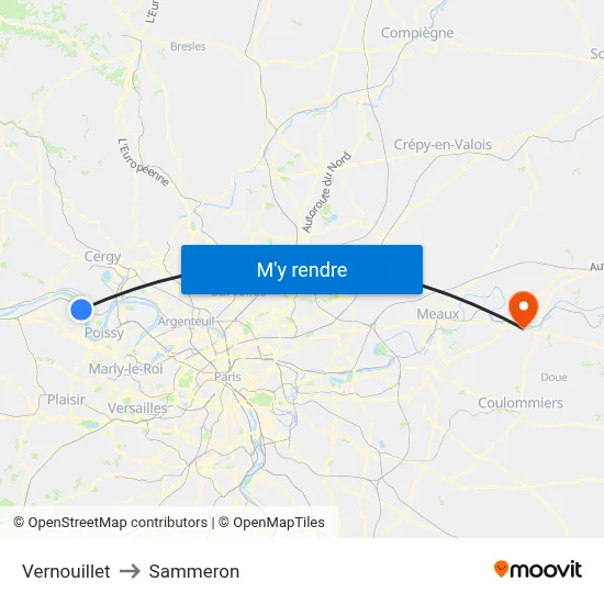 Vernouillet to Sammeron map