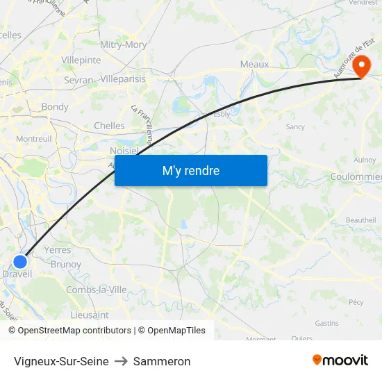 Vigneux-Sur-Seine to Sammeron map