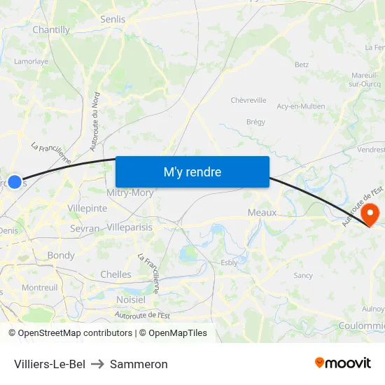 Villiers-Le-Bel to Sammeron map