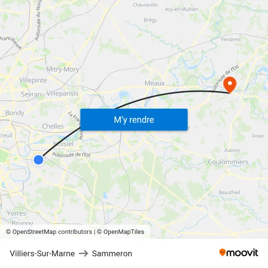 Villiers-Sur-Marne to Sammeron map