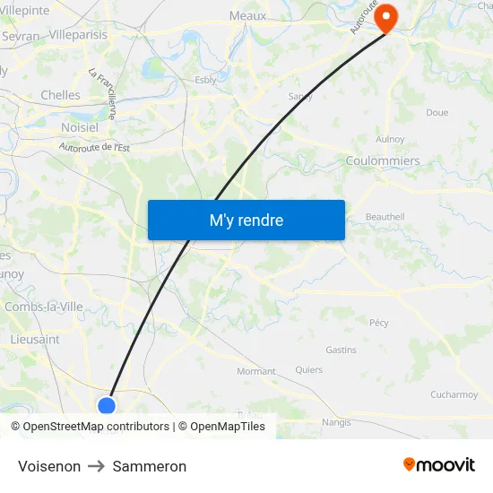 Voisenon to Sammeron map