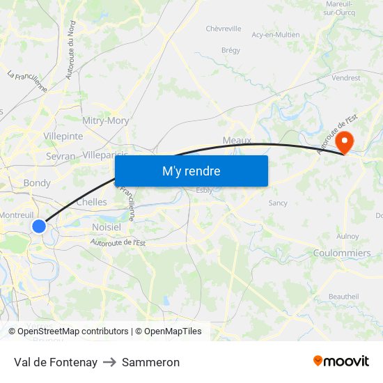 Val de Fontenay to Sammeron map