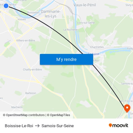 Boissise-Le-Roi to Samois-Sur-Seine map