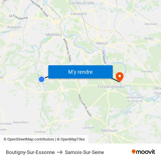 Boutigny-Sur-Essonne to Samois-Sur-Seine map