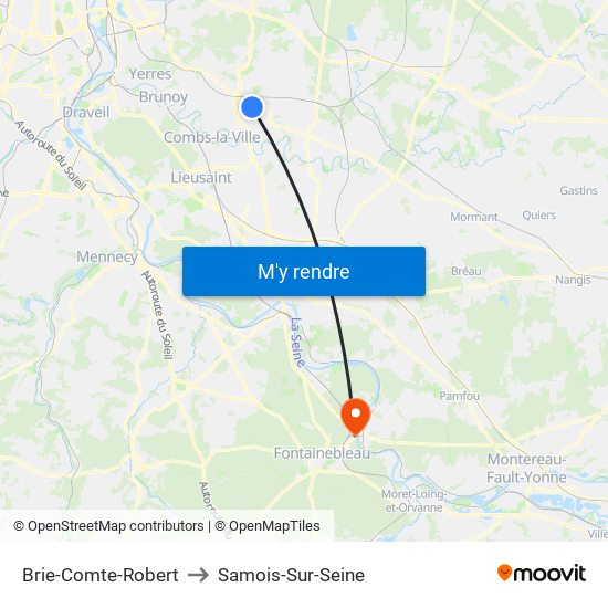 Brie-Comte-Robert to Samois-Sur-Seine map