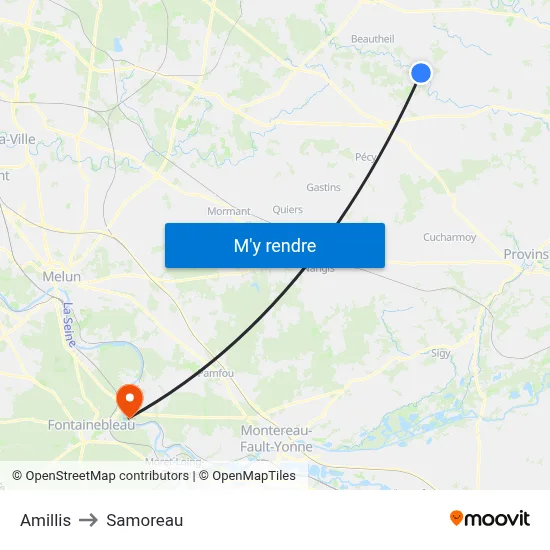 Amillis to Samoreau map