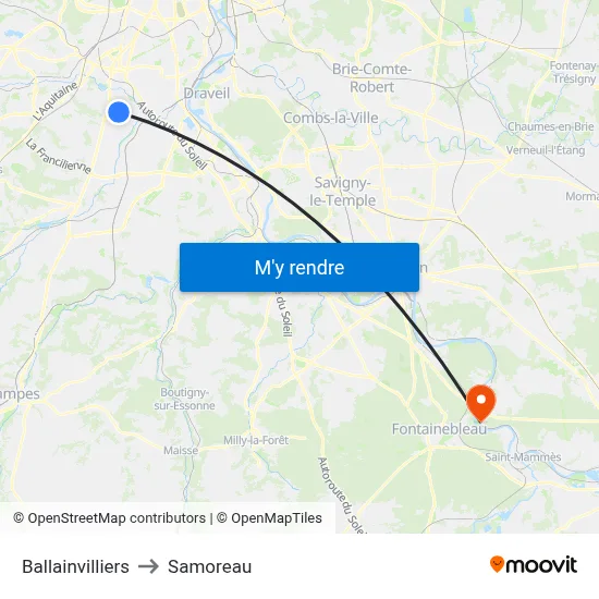 Ballainvilliers to Samoreau map