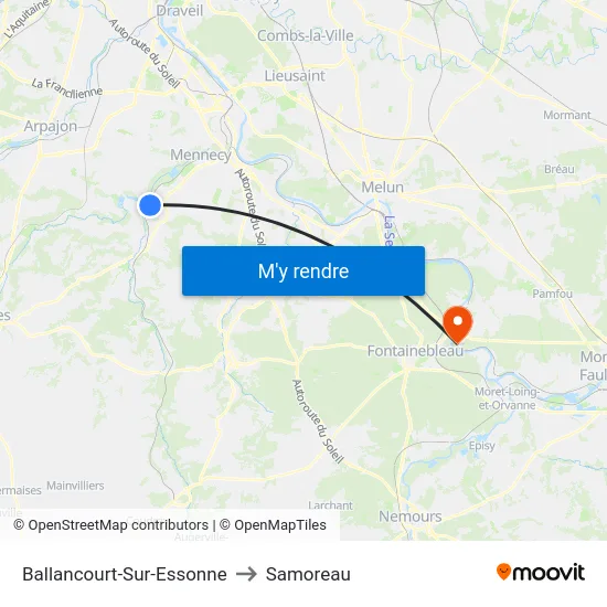 Ballancourt-Sur-Essonne to Samoreau map