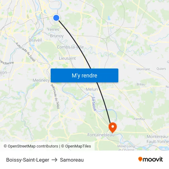 Boissy-Saint-Leger to Samoreau map