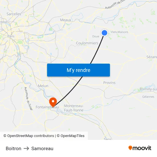 Boitron to Samoreau map